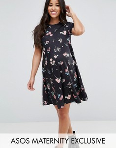Свободное платье для беременных с цветочным принтом ASOS Maternity - Мульти
