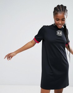 Платье с высоким воротом и вышивкой adidas Originals - Черный