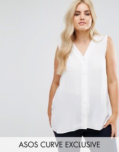 Блузка без рукавов с V-образным вырезом ASOS CURVE - Белый