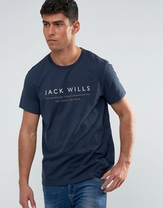 Темно-синяя футболка Jack Wills Westmore - Белый