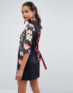 Платье мини с цветочным принтом ASOS - Мульти