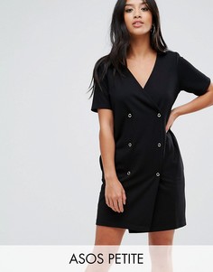 Платье с кнопками и складкой на спине ASOS PETITE - Черный