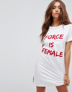 Платье-футболка Boohoo Force Is Femail - Белый