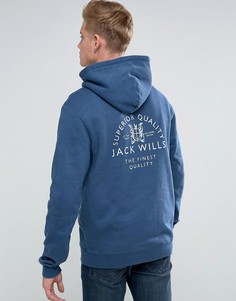 Худи синего цвета с принтом на спине Jack Wills - Синий