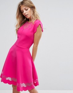 Платье с сетчатыми вставками и фактурной отделкой Ted Baker - Розовый