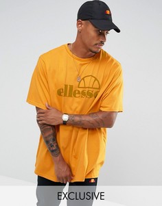 Золотистая футболка-оверсайз с большим логотипом Ellesse - Оранжевый