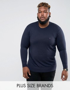 Темно-синий джемпер из хлопка и шелка с круглым вырезом Tommy Hilfiger PLUS - Темно-синий