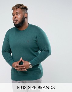 Зеленый джемпер из хлопка и шелка с круглым вырезом Tommy Hilfiger PLUS - Зеленый
