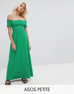 Легкое платье макси с присборенной вставкой ASOS PETITE - Зеленый