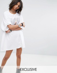 Платье-футболка в стиле оверсайз со шнуровкой Milk It Vintage - Белый