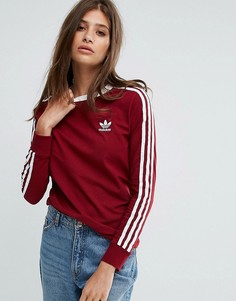 Бордовый лонгслив с тремя полосами adidas Originals - Красный