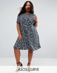 Чайное платье с цветочным принтом ASOS CURVE - Мульти