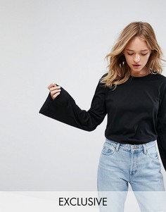 Топ с расклешенными рукавами Monki - Черный