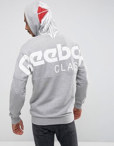 Худи серого цвета с молнией Reebok BQ3363 - Серый
