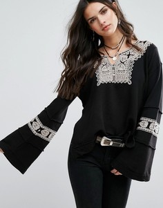 Блузка с вышивкой Free People Santa Maria - Черный