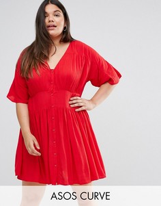 Чайное платье в стиле casual от ASOS CURVE - Красный