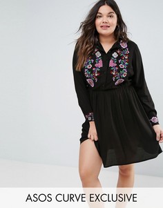 Платье‑рубашка с цветочной вышивкой ASOS CURVE - Мульти