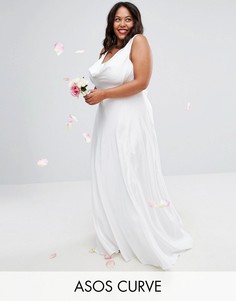 Платье макси с легкой драпировкой ASOS CURVE BRIDAL - Белый