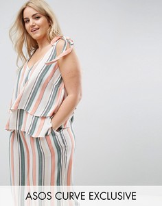 Двухслойный комбинируемый топ в полоску ASOS CURVE - Мульти