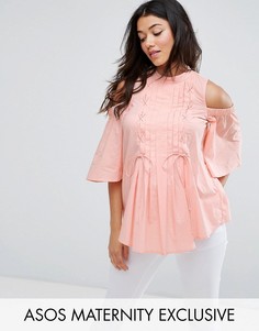 Топ с открытыми плечами и шнуровкой ASOS Maternity - Розовый