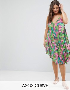 Пляжное платье с цветочным принтом ASOS CURVE - Мульти