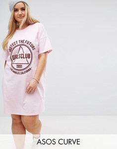 Платье-футболка с принтом Girls Club ASOS CURVE - Мульти