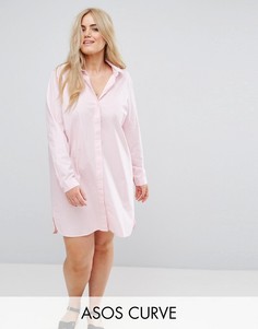 Хлопковое платье-рубашка ASOS CURVE - Розовый