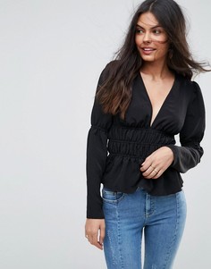 Топ с присборенной талией ASOS - Черный