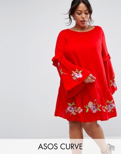 Платье мини с вышивкой ASOS CURVE ULTIMATE - Красный