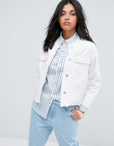 Укороченная джинсовая оверсайз-куртка без воротника Waven Hanna - Белый