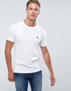 Белая облегающая футболка с круглым вырезом и логотипом Abercrombie &amp; Fitch - Белый
