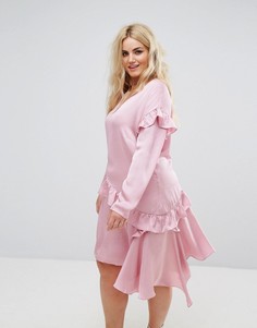 Свободное платье с длинными рукавами и оборками Alice &amp; You - Розовый