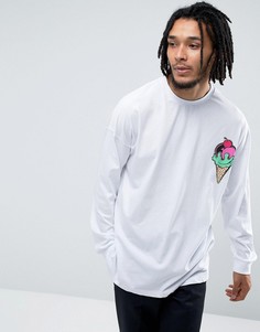 Лонгслив оверсайз с принтом мороженого ASOS - Белый