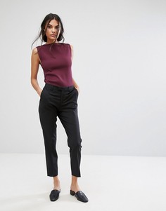 Укороченные брюки слим с добавлением шерсти Selected Foxy Lux - Черный