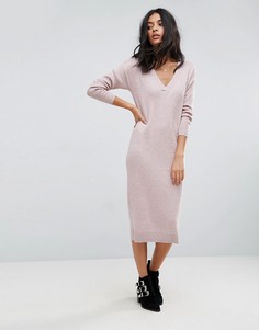 Трикотажное платье с добавлением шелка ASOS - Розовый