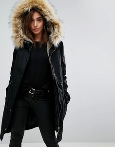 Парка со съемной подкладкой из искусственного меха ASOS - Черный