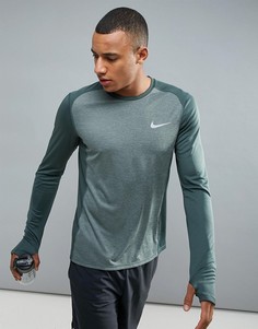 Зеленый лонгслив из ткани Dri-FIT от Nike Running Miler 833593-372 - Зеленый