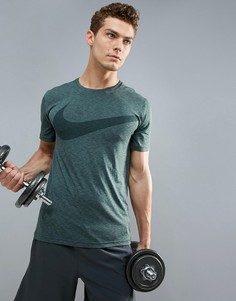 Футболка цвета хаки Nike Training Breathe HyperDry 847798-372 - Зеленый
