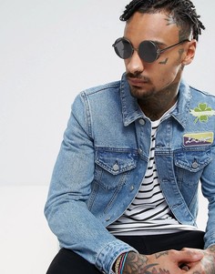 Круглые солнцезащитные очки с боковой защитой ASOS - Серый