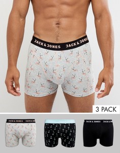 Комплект из 3 пар боксеров-брифов с принтом Jack &amp; Jones - Мульти