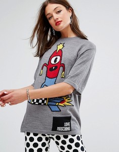 Джемпер из пряжи с добавлением шерсти Love Moschino Rocketweiner - Серый