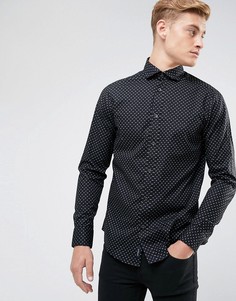Черная рубашка с принтом логотипа Armani Jeans - Черный