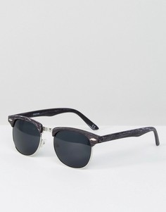 Черные солнцезащитные очки в стиле ретро с эффектом дерева ASOS - Черный