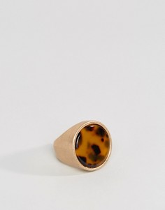 Шлифованное золотистое кольцо с камнем ASOS - Золотой