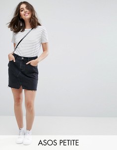 Черная выбеленная джинсовая мини‑юбка ASOS PETITE - Черный
