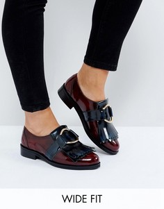 Кожаные туфли для широкой стопы на плоской подошве ASOS MILLENNIUM - Темно-синий