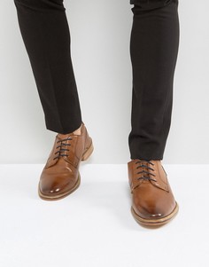 Светлло-коричневы кожаные туфли дерби с контрастными синими шнурками ASOS - Рыжий