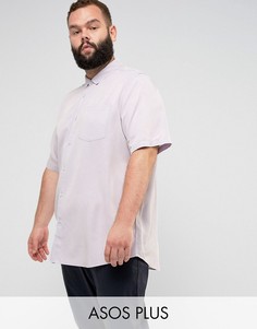 Сиреневая вискозная рубашка классического кроя с эффектом кислотной стирки ASOS PLUS - Фиолетовый