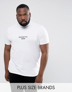 Футболка с высоким воротом и вышитой надписью ASOS PLUS - Белый