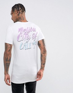 Длинная облегающая футболка с принтом ASOS - Белый